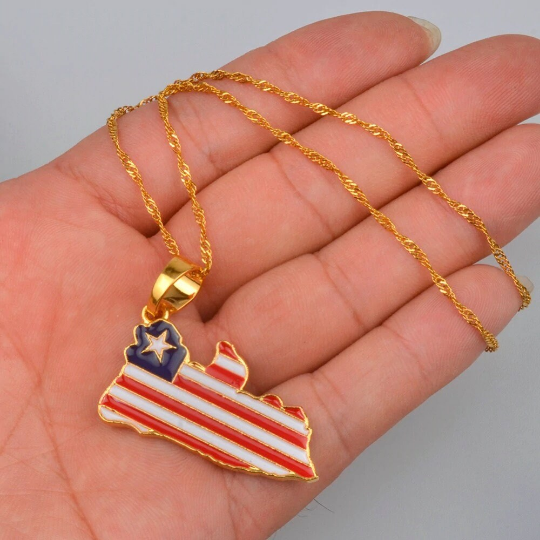 Liberia 18K Gold Plated Necklace / Liberia Jewelry / Liberia Pendant / Liberia Gift