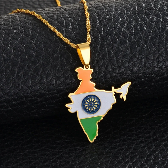 18k Gold Plated India Map Necklace