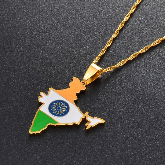 18k Gold Plated India Map Necklace