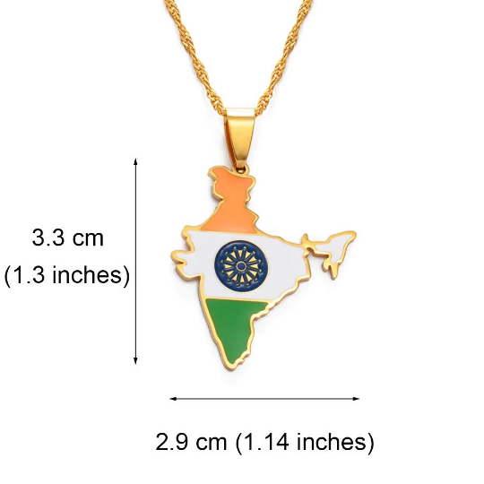 18k Gold Plated India Map Necklace