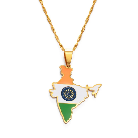 18k Gold Plated India Map Necklace