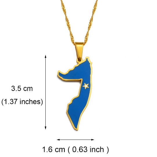 18k Gold Plated Somalia Necklace - Somalia Necklace - Somalia Necklaces - Somalia Map - Somalia Flag - Somalia Tshirt