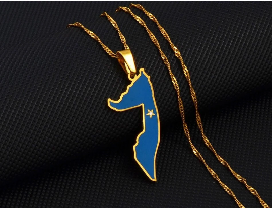 18k Gold Plated Somalia Necklace - Somalia Necklace - Somalia Necklaces - Somalia Map - Somalia Flag - Somalia Tshirt