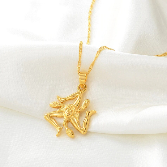 18K Gold Plated Sicily Necklace / Sicily Map / Sicily Necklace / Sicily Jewelry / Sicily Flag / Sicily Gift