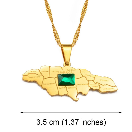 18k Gold Plated Jamaica Map Necklace