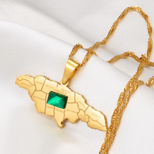 18k Gold Plated Jamaica Map Necklace