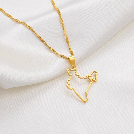 18k Gold Plated India Map Necklace