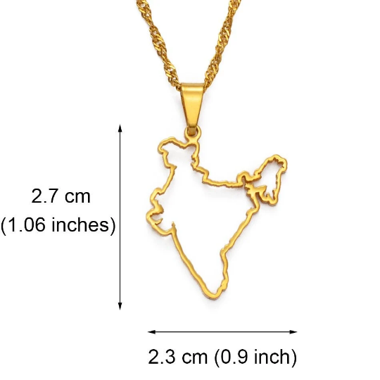 18k Gold Plated India Map Necklace