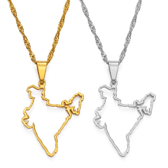 18k Gold Plated India Map Necklace