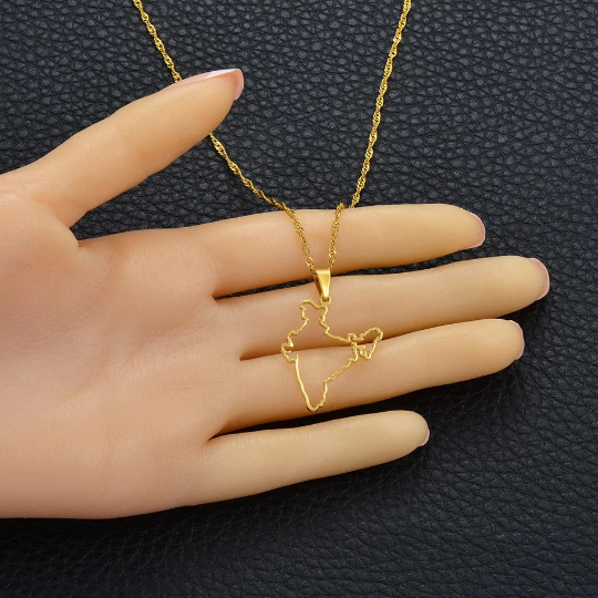 18k Gold Plated India Map Necklace