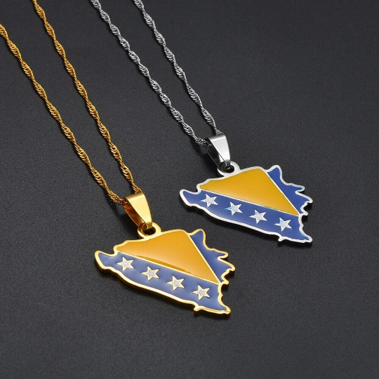 18k Gold Plated Bosnia And Herzegovina Necklace