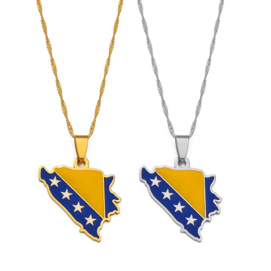 18k Gold Plated Bosnia And Herzegovina Necklace