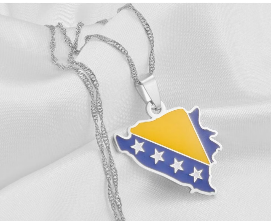 18k Gold Plated Bosnia And Herzegovina Necklace