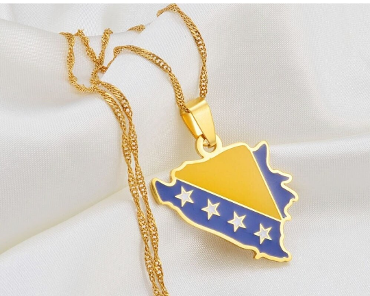 18k Gold Plated Bosnia And Herzegovina Necklace