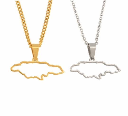 18k Gold Plated Jamaica Map Necklace
