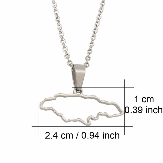 Small Contour Jamaica Map Necklace - Jamaica Necklace - Jamaica Gold Necklace - Jamaica - Jamaica Jewelry - Pandora Charms Jamaica