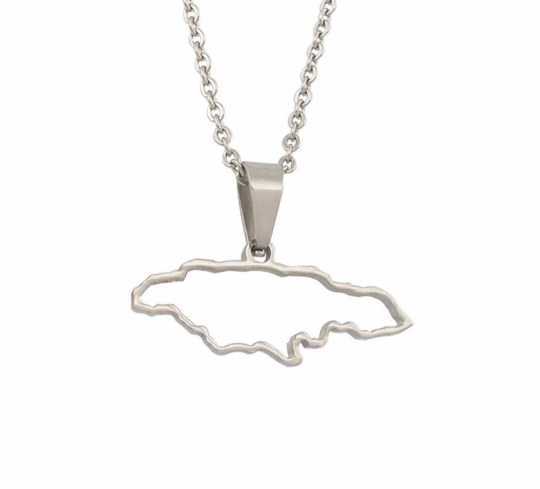 18k Gold Plated Jamaica Map Necklace