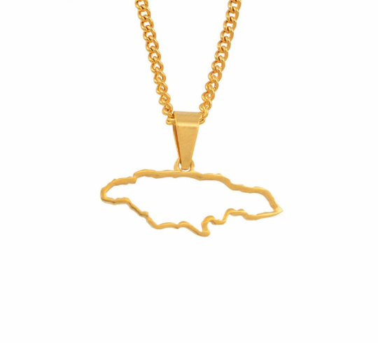 18k Gold Plated Jamaica Map Necklace