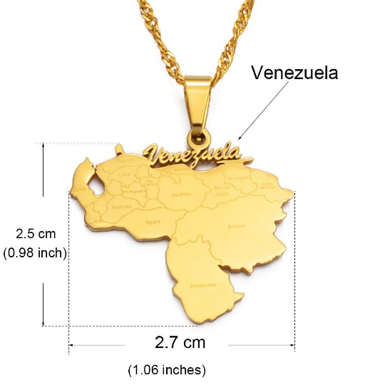 Venezuela 18K Gold Plated Necklace / Venezuela Jewelry / Venezuela Pendant / Venezuela Gift