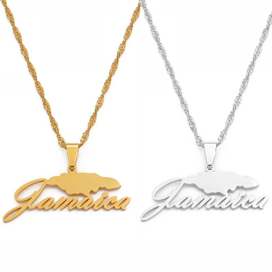 18k Gold Plated Jamaica Map Necklace