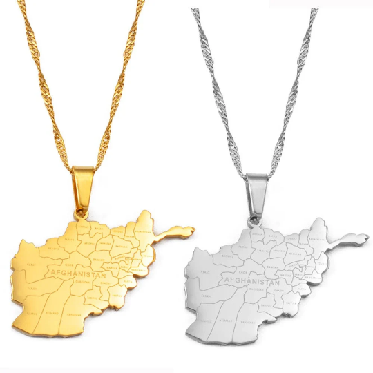 18K Gold Plated Afghanistan Necklaces, Afghanistan Necklace, Afghanistan Gift, Afghanistan Pride, Afghanistan Jewelry, Afghanistan Flag Active