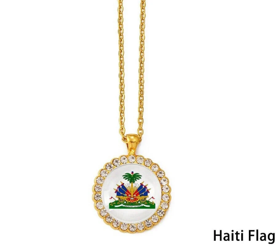 18k Gold Plated Haiti Map Circle Necklace