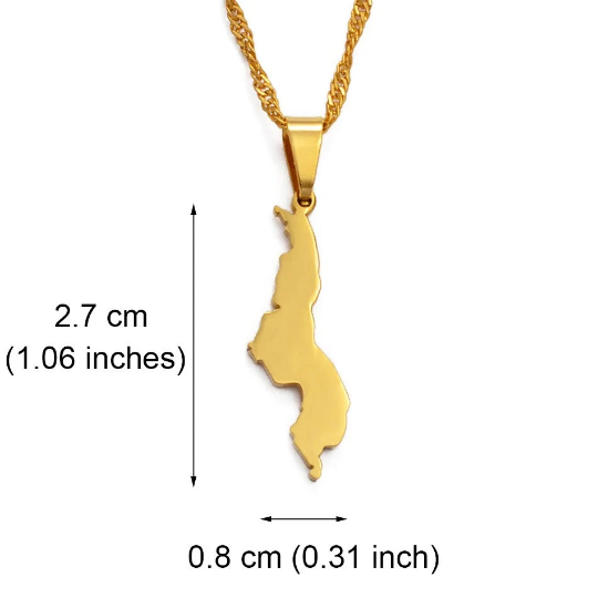 18K Gold Plated Malawi Necklace, Malawi Jewelry, Malawi Flag, Malawi Necklace, Malawi Earrings, Malawi Map, Malawi Stickers