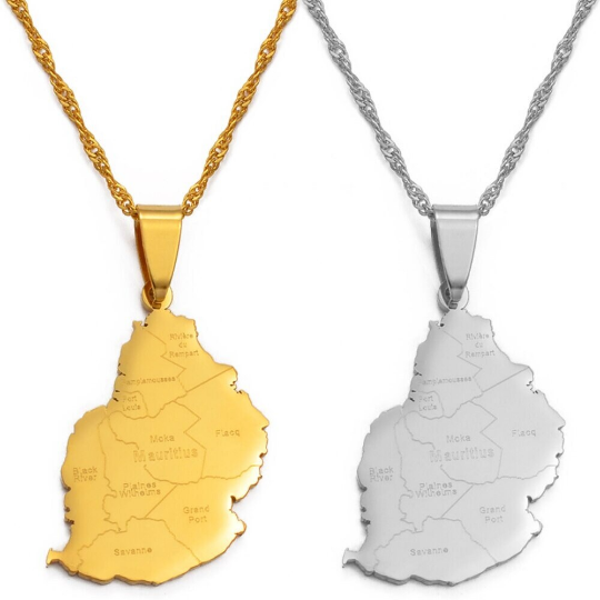 Mauritius 18K Gold Plated Necklace / Mauritius Jewelry / Mauritius Pendant / Mauritius Gift