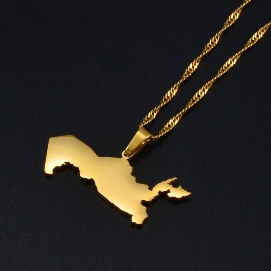 18K Gold Plated Uzbekistan Map Necklace