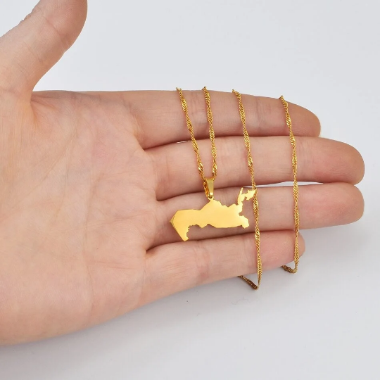 18K Gold Plated Uzbekistan Map Necklace