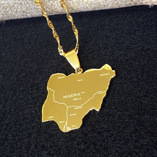18K Gold Plated Nigeria Map Necklace