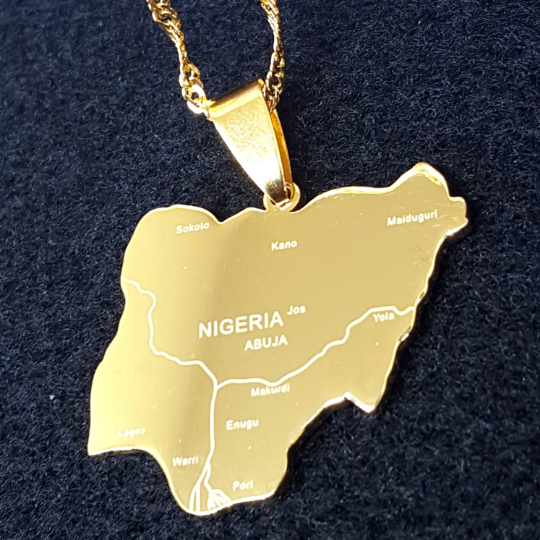 18K Gold Plated Nigeria Map Necklace