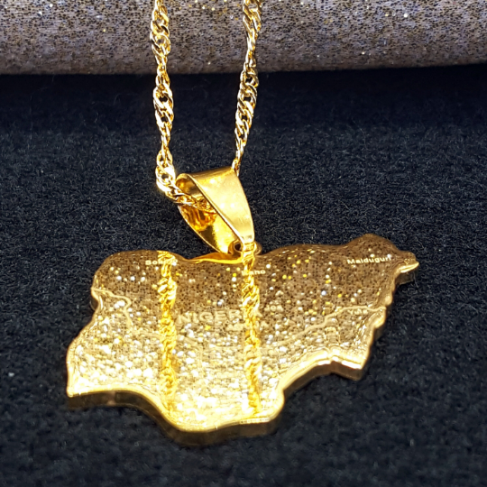 18K Gold Plated Nigeria Map Necklace