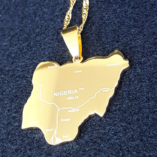 18K Gold Plated Nigeria Map Necklace