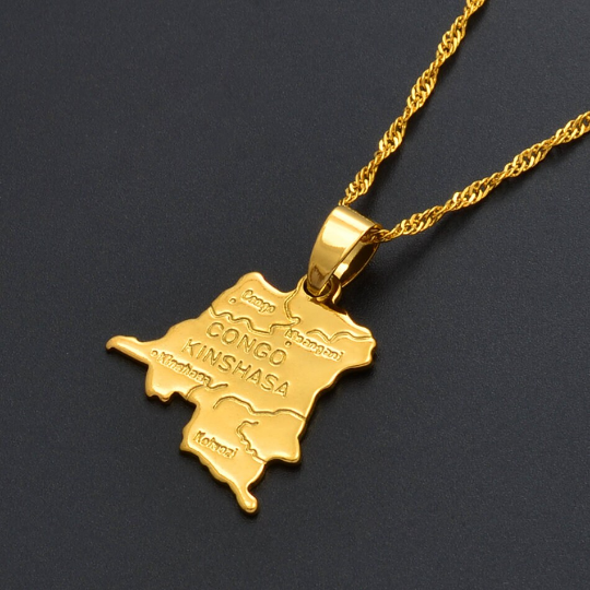 18K Gold Plated Democratic Republic Of Congo Necklace - Congo Necklace