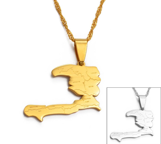 18K Gold Plated Haiti Map Necklace, Haiti Necklace, Haiti Necklaces, Haiti Pendant, Haiti Jewelry, Haiti Charm, Haiti Pendent, Haiti Bracelet