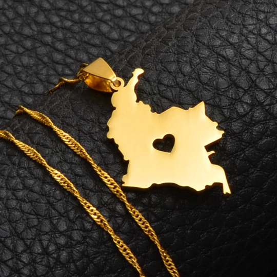 18K Gold Plated Colombia Map Necklace