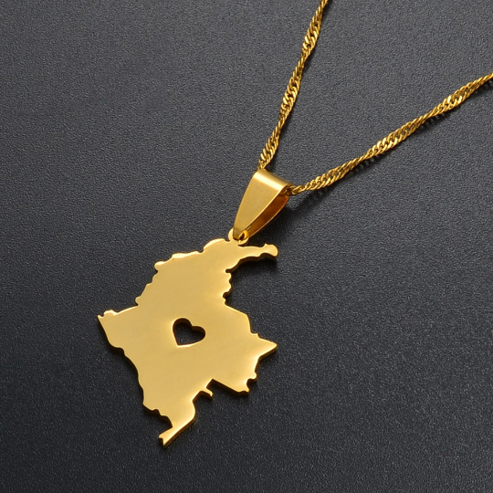 18K Gold Plated Colombia Map Necklace