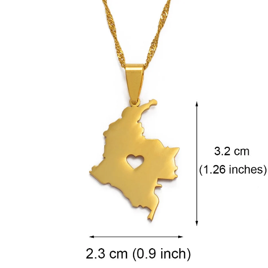 18K Gold Plated Colombia Map Necklace