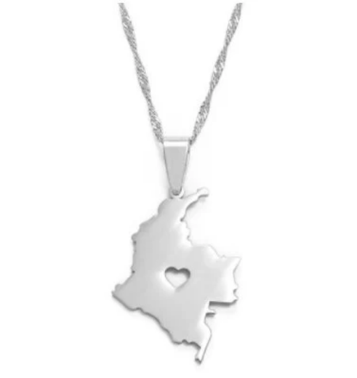 18K Gold Plated Colombia Map Necklace