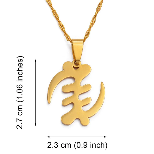 African Symbol 18K Gold Plated Necklace / African Symbol Jewelry /African Symbol Pendant / African Symbol Gift