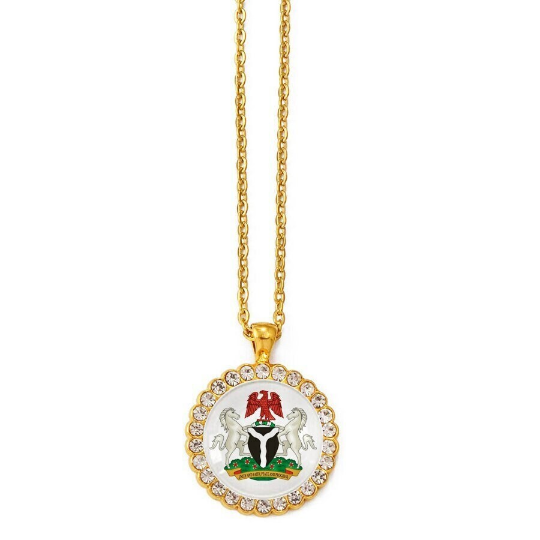 18K Gold Plated Africa Nigeria Necklace, Nigerian Flag, Nigeria Necklace Men Women, Nigerian Pendant, Nigeria Jewelry, Nigerian Bracelet