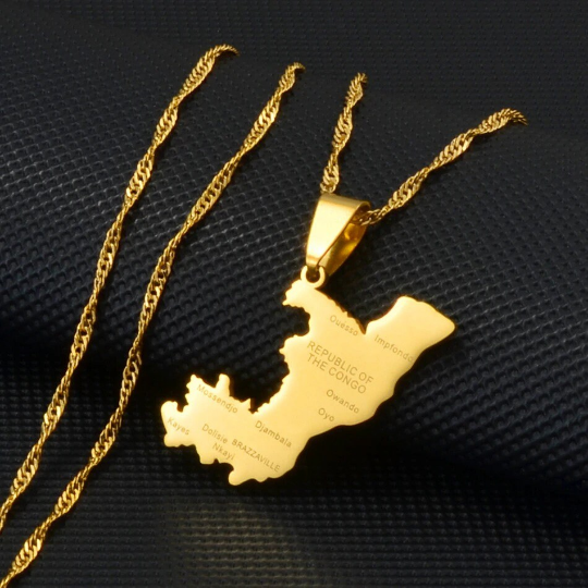 Republic Of Congo 18K Gold Plated Necklace / Republic Of Congo Jewelry / Republic Of Congo Pendant / Republic Of Congo Gift