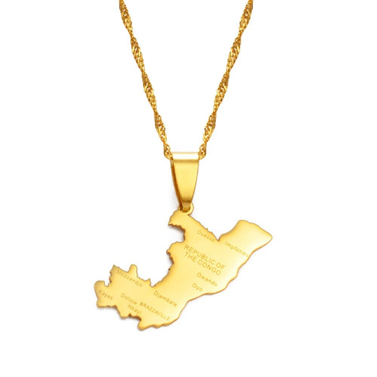 Republic Of Congo 18K Gold Plated Necklace / Republic Of Congo Jewelry / Republic Of Congo Pendant / Republic Of Congo Gift