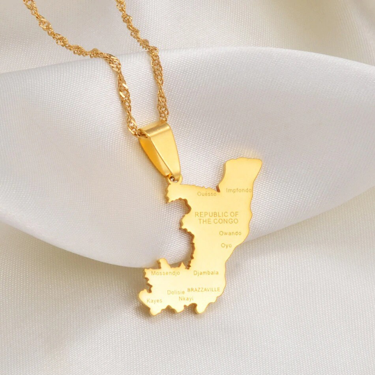 Republic Of Congo 18K Gold Plated Necklace / Republic Of Congo Jewelry / Republic Of Congo Pendant / Republic Of Congo Gift