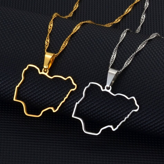 18K Gold Plated Nigeria Map Necklace