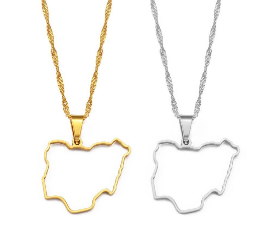 18K Gold Plated Nigeria Map Necklace