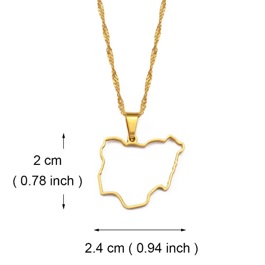 18K Gold Plated Nigeria Map Necklace