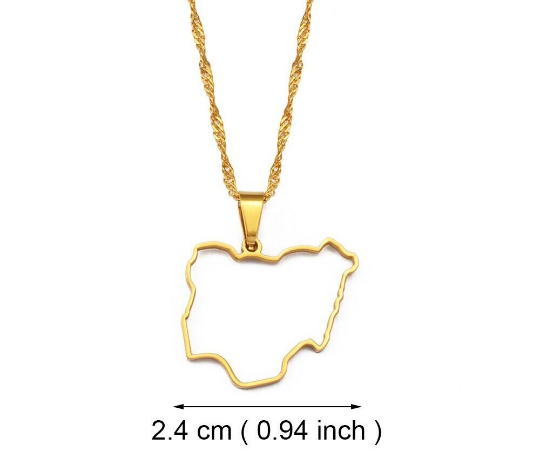 18K Gold Plated Nigeria Map Necklace