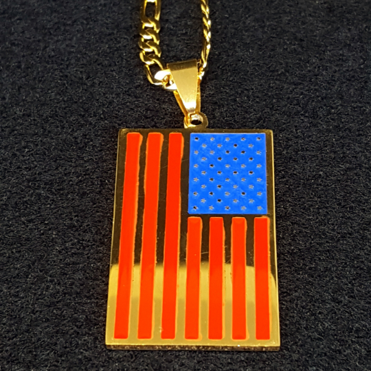 18K Gold Plated United States Necklace